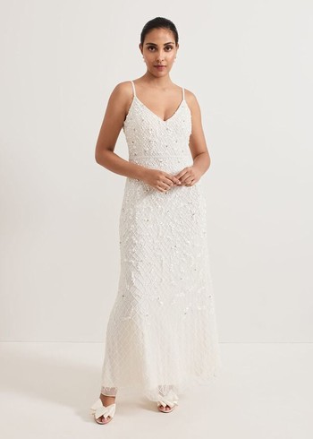 Phase Eight Petite Alexia Embellished Wedding Dress White Canada | WDPUMB-019